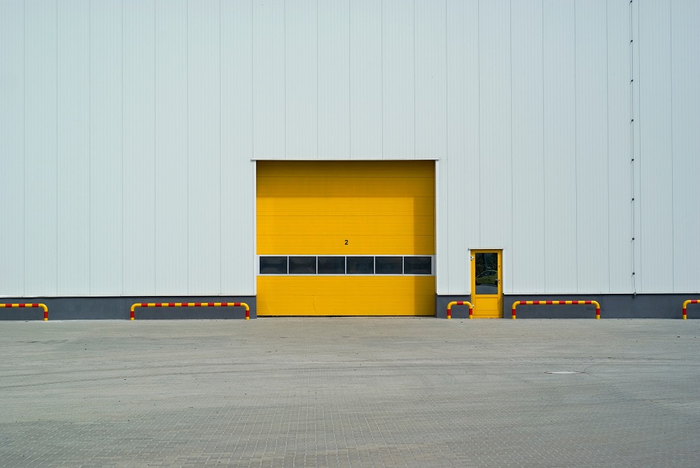 Yellow commercial garage door